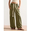 image:imageRoseSeek Womens Baggy Boho Harem Pants Drawstring Waist Wide Leg Sweatpants Casual Trousers Joggers with PocketsOlive Green