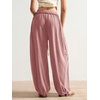 image:imageRoseSeek Womens Baggy Boho Harem Pants Drawstring Waist Wide Leg Sweatpants Casual Trousers Joggers with PocketsPink