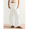 image:imageRoseSeek Womens Baggy Boho Harem Pants Drawstring Waist Wide Leg Sweatpants Casual Trousers Joggers with PocketsPure White