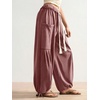 image:imageRoseSeek Womens Baggy Boho Harem Pants Drawstring Waist Wide Leg Sweatpants Casual Trousers Joggers with PocketsRed
