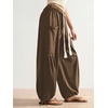 image:imageRoseSeek Womens Baggy Boho Harem Pants Drawstring Waist Wide Leg Sweatpants Casual Trousers Joggers with PocketsWarm Brown