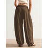 image:imageRoseSeek Womens Baggy Boho Harem Pants Drawstring Waist Wide Leg Sweatpants Casual Trousers Joggers with PocketsWarm Brown