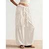 image:imageRoseSeek Womens Baggy Boho Harem Pants Drawstring Waist Wide Leg Sweatpants Casual Trousers Joggers with PocketsWhite