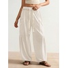 image:imageRoseSeek Womens Baggy Boho Harem Pants Drawstring Waist Wide Leg Sweatpants Casual Trousers Joggers with PocketsWhite