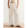 image:imageRoseSeek Womens Baggy Boho Harem Pants Drawstring Waist Wide Leg Sweatpants Casual Trousers Joggers with PocketsWhite