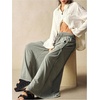 image:imageRoseSeek Womens Baggy Sweatpants Color Block Patchwork Wide Leg Sweat Pants Palazzo Flowy Pants JoggersDeep Green