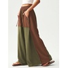 image:imageRoseSeek Womens Baggy Sweatpants Color Block Patchwork Wide Leg Sweat Pants Palazzo Flowy Pants JoggersGreen Brown