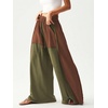 image:imageRoseSeek Womens Baggy Sweatpants Color Block Patchwork Wide Leg Sweat Pants Palazzo Flowy Pants JoggersGreen Brown