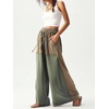 image:imageRoseSeek Womens Baggy Sweatpants Color Block Patchwork Wide Leg Sweat Pants Palazzo Flowy Pants JoggersMulticolor