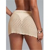 image:imageRoseSeek Womens Bathing Suit Cover Up Crochet Beach Skirt Knit Drawstring Sheer Mesh Swim Coverups SwimwearApricot