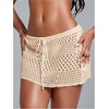 image:imageRoseSeek Womens Bathing Suit Cover Up Crochet Beach Skirt Knit Drawstring Sheer Mesh Swim Coverups SwimwearApricot