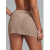 image:imageRoseSeek Womens Bathing Suit Cover Up Crochet Beach Skirt Knit Drawstring Sheer Mesh Swim Coverups SwimwearApricot Khaki