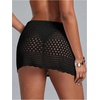 image:imageRoseSeek Womens Bathing Suit Cover Up Crochet Beach Skirt Knit Drawstring Sheer Mesh Swim Coverups SwimwearBlack