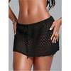 image:imageRoseSeek Womens Bathing Suit Cover Up Crochet Beach Skirt Knit Drawstring Sheer Mesh Swim Coverups SwimwearBlack