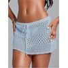 image:imageRoseSeek Womens Bathing Suit Cover Up Crochet Beach Skirt Knit Drawstring Sheer Mesh Swim Coverups SwimwearBlue