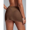 image:imageRoseSeek Womens Bathing Suit Cover Up Crochet Beach Skirt Knit Drawstring Sheer Mesh Swim Coverups SwimwearBrown Khaki