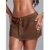 image:imageRoseSeek Womens Bathing Suit Cover Up Crochet Beach Skirt Knit Drawstring Sheer Mesh Swim Coverups SwimwearCoffee Brown