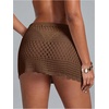 image:imageRoseSeek Womens Bathing Suit Cover Up Crochet Beach Skirt Knit Drawstring Sheer Mesh Swim Coverups SwimwearCoffee Brown