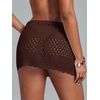 image:imageRoseSeek Womens Bathing Suit Cover Up Crochet Beach Skirt Knit Drawstring Sheer Mesh Swim Coverups SwimwearDeep Brown
