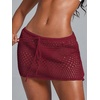 image:imageRoseSeek Womens Bathing Suit Cover Up Crochet Beach Skirt Knit Drawstring Sheer Mesh Swim Coverups SwimwearDeep Red
