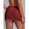 image:imageRoseSeek Womens Bathing Suit Cover Up Crochet Beach Skirt Knit Drawstring Sheer Mesh Swim Coverups SwimwearDeep Red