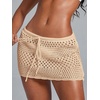 image:imageRoseSeek Womens Bathing Suit Cover Up Crochet Beach Skirt Knit Drawstring Sheer Mesh Swim Coverups SwimwearLight Apricot