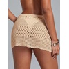 image:imageRoseSeek Womens Bathing Suit Cover Up Crochet Beach Skirt Knit Drawstring Sheer Mesh Swim Coverups SwimwearLight Apricot