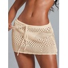 image:imageRoseSeek Womens Bathing Suit Cover Up Crochet Beach Skirt Knit Drawstring Sheer Mesh Swim Coverups SwimwearLight Beige Apricot
