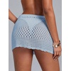 image:imageRoseSeek Womens Bathing Suit Cover Up Crochet Beach Skirt Knit Drawstring Sheer Mesh Swim Coverups SwimwearLight Blue