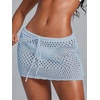image:imageRoseSeek Womens Bathing Suit Cover Up Crochet Beach Skirt Knit Drawstring Sheer Mesh Swim Coverups SwimwearLight Blue