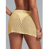 image:imageRoseSeek Womens Bathing Suit Cover Up Crochet Beach Skirt Knit Drawstring Sheer Mesh Swim Coverups SwimwearLight Yellow