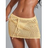 image:imageRoseSeek Womens Bathing Suit Cover Up Crochet Beach Skirt Knit Drawstring Sheer Mesh Swim Coverups SwimwearLight Yellow