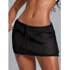 image:imageRoseSeek Womens Bathing Suit Cover Up Crochet Beach Skirt Knit Drawstring Sheer Mesh Swim Coverups SwimwearPure Black