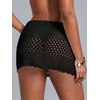 image:imageRoseSeek Womens Bathing Suit Cover Up Crochet Beach Skirt Knit Drawstring Sheer Mesh Swim Coverups SwimwearPure Black