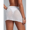 image:imageRoseSeek Womens Bathing Suit Cover Up Crochet Beach Skirt Knit Drawstring Sheer Mesh Swim Coverups SwimwearPure White