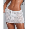 image:imageRoseSeek Womens Bathing Suit Cover Up Crochet Beach Skirt Knit Drawstring Sheer Mesh Swim Coverups SwimwearPure White