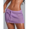 image:imageRoseSeek Womens Bathing Suit Cover Up Crochet Beach Skirt Knit Drawstring Sheer Mesh Swim Coverups SwimwearPurple