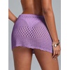 image:imageRoseSeek Womens Bathing Suit Cover Up Crochet Beach Skirt Knit Drawstring Sheer Mesh Swim Coverups SwimwearPurple
