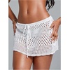 image:imageRoseSeek Womens Bathing Suit Cover Up Crochet Beach Skirt Knit Drawstring Sheer Mesh Swim Coverups SwimwearWhite