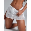 image:imageRoseSeek Womens Bathing Suit Cover Up Crochet Beach Skirt Knit Drawstring Sheer Mesh Swim Coverups SwimwearWhite