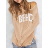 image:imageRoseSeek Womens Beach Cover Ups Letter Long Sleeve V Neck Beach Sweater Split Hem Knit Crochet Tops Pullovers Jumper TopApricot and White