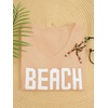 image:imageRoseSeek Womens Beach Cover Ups Letter Long Sleeve V Neck Beach Sweater Split Hem Knit Crochet Tops Pullovers Jumper TopApricot and White