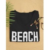 image:imageRoseSeek Womens Beach Cover Ups Letter Long Sleeve V Neck Beach Sweater Split Hem Knit Crochet Tops Pullovers Jumper TopBlack