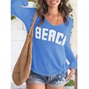 image:imageRoseSeek Womens Beach Cover Ups Letter Long Sleeve V Neck Beach Sweater Split Hem Knit Crochet Tops Pullovers Jumper TopBlue
