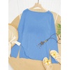 image:imageRoseSeek Womens Beach Cover Ups Letter Long Sleeve V Neck Beach Sweater Split Hem Knit Crochet Tops Pullovers Jumper TopBlue