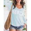 image:imageRoseSeek Womens Beach Cover Ups Letter Long Sleeve V Neck Beach Sweater Split Hem Knit Crochet Tops Pullovers Jumper TopBright Blue
