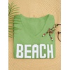 image:imageRoseSeek Womens Beach Cover Ups Letter Long Sleeve V Neck Beach Sweater Split Hem Knit Crochet Tops Pullovers Jumper TopGreen
