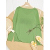 image:imageRoseSeek Womens Beach Cover Ups Letter Long Sleeve V Neck Beach Sweater Split Hem Knit Crochet Tops Pullovers Jumper TopGreen