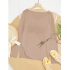 image:imageRoseSeek Womens Beach Cover Ups Letter Long Sleeve V Neck Beach Sweater Split Hem Knit Crochet Tops Pullovers Jumper TopKhaki