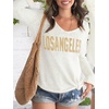 image:imageRoseSeek Womens Beach Cover Ups Letter Long Sleeve V Neck Beach Sweater Split Hem Knit Crochet Tops Pullovers Jumper TopLetter White